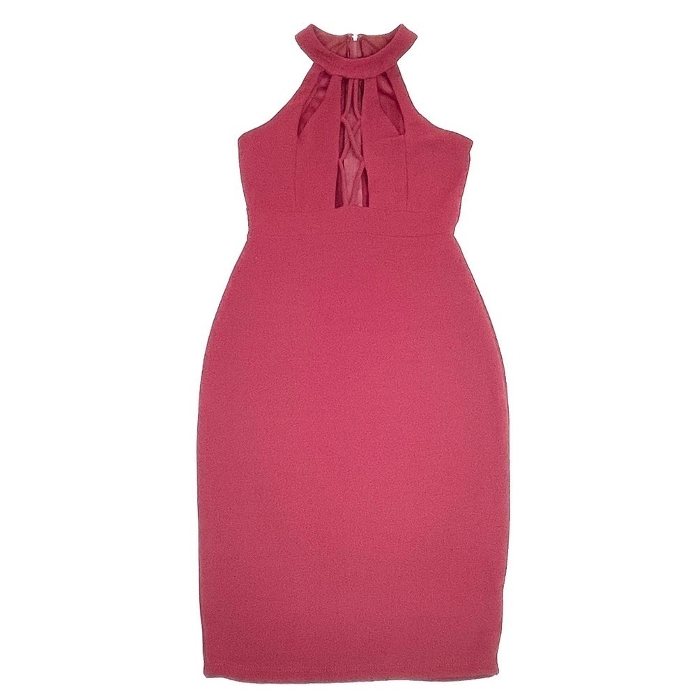 Fashion Nova Crepe Cut Out Halter Neck Dress Sz M
